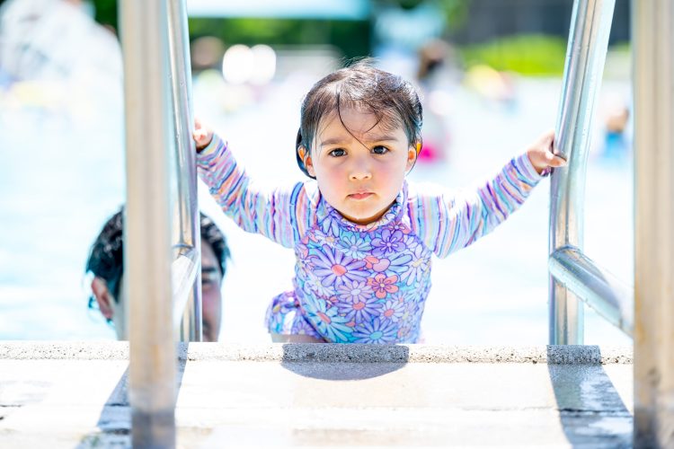 Young Child exiting Springfield YMCA Community Pool