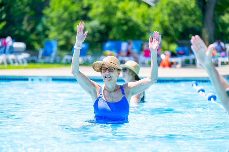 Lady enjoying adult Swim at Springfield YMCA Community Pool