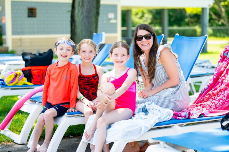 Mother and three children having fun at Springfield YMCA Community Pool